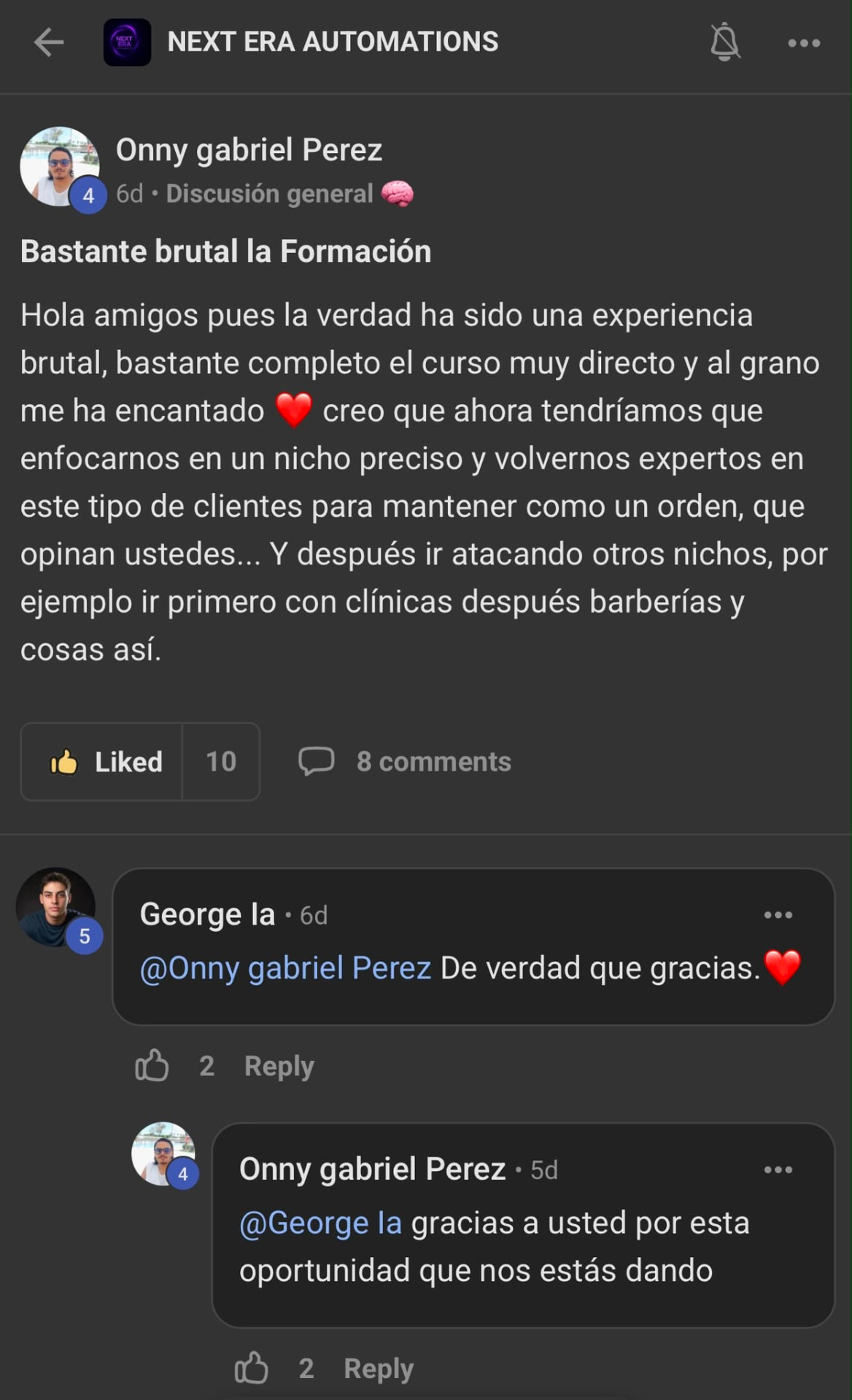 Onny Gabriel Perez: bastante brutal la formación